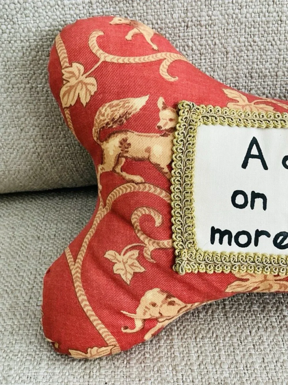Custom Dog Lover Quote Bone Shaped Throw Pillow Animal Print 18in